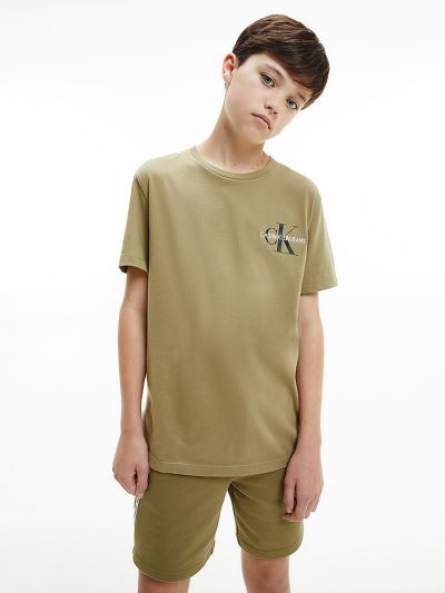 Calvin Klein Ruhák HU634014 | Calvin Klein Organic Cotton Logo Fiu Póló Olivazöld / Khaki